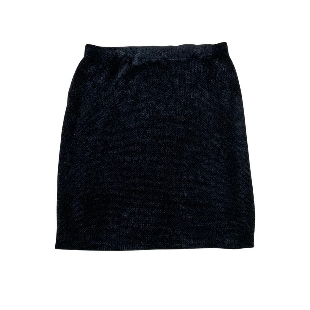 VTG St. John Couture by Marie Grey Black Chenille Knit Skirt Size 12 Large - Picture 2 of 6